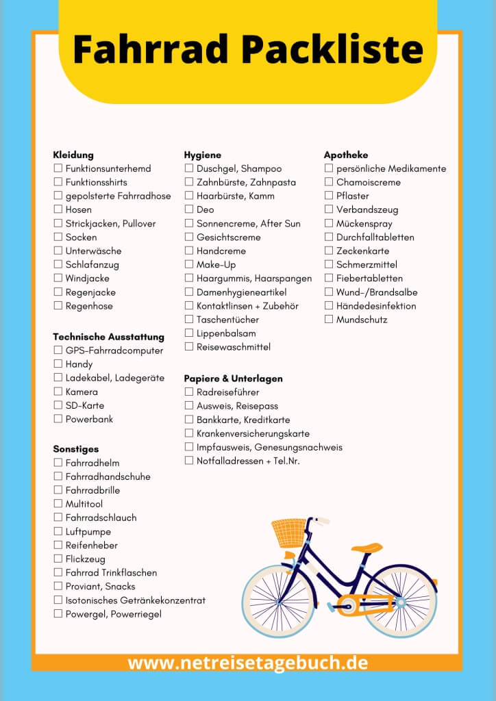 Fahrradtour Packliste